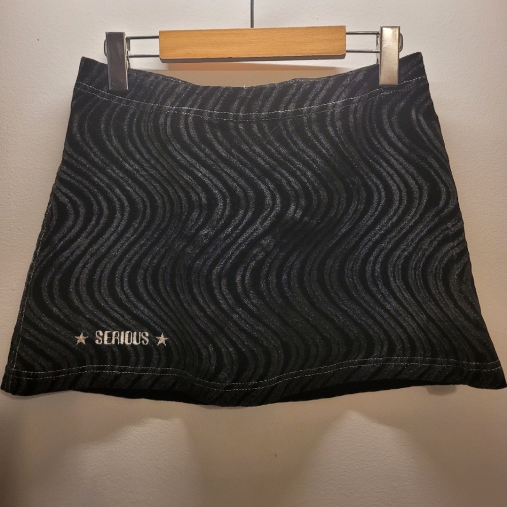 Serious Vintage Rockstar Black Velvet Mini Skirt - M